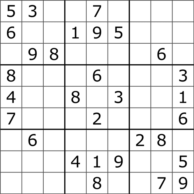 A 9x9 Sudoku puzzle board